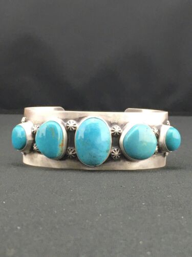Navajo Blue Pilot Mountain Turquoise Bracelet | Sterling Silver | Authentic Native American Handmade