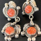 Navajo Red Spiny Oyster Dangle Earrings | Sterling Silver | Authentic Native American Handmade | 2059