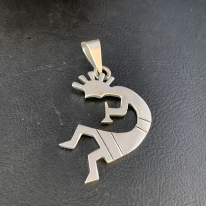 Navajo Kokopelli Pendant | Stamped Sterling Silver | 2.25" | Authentic Native American Handmade | 13682 - Masha USA