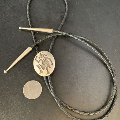 Native American Men's Bolo Tie | Hopi Kokopelli | Sterling Silver | 13760