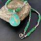 Navajo Green Turquoise Pendant Necklace | Sterling Silver Beads | Authentic Native American Handmade | 13307