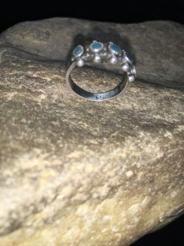 Navajo Women's Blue Turquoise Ring | Sterling Silver | Sz 6.25 | Authentic Native American Handmade | 01785