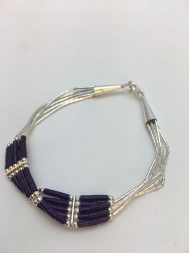 Southwestern Liquid Silver Purple Sugilite Heishi 5-Strand Bracelet | Sterling Silver | 7" | 13599