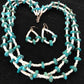 Navajo Sterling Silver 3-Strand Turquoise Necklace with Bone Earrings Set | Authentic Native American Handmade