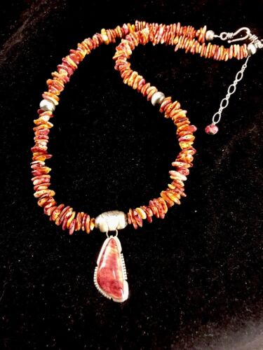 Southwestern Purple Spiny Oyster Navajo Sterling Silver Necklace | 21" | 3417