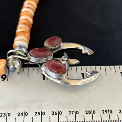 Navajo Purple Orange Spiny Oyster Naja Pendant Necklace | Sterling Silver | 14812