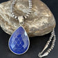Men's Navajo Pearls Necklace with Faceted Lapis Pendant | Sterling Silver | Authentic Native American Handmade | 14468