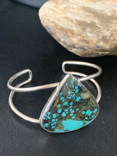 Handmade Sterling Silver Blue Spiderweb Turquoise Cuff Bracelet | Women's | 14069