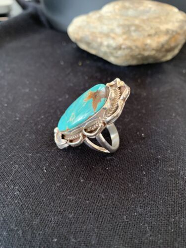 Native American Men's Navajo Blue Royston Turquoise Ring | Sterling Silver | Sz 9 | 00673