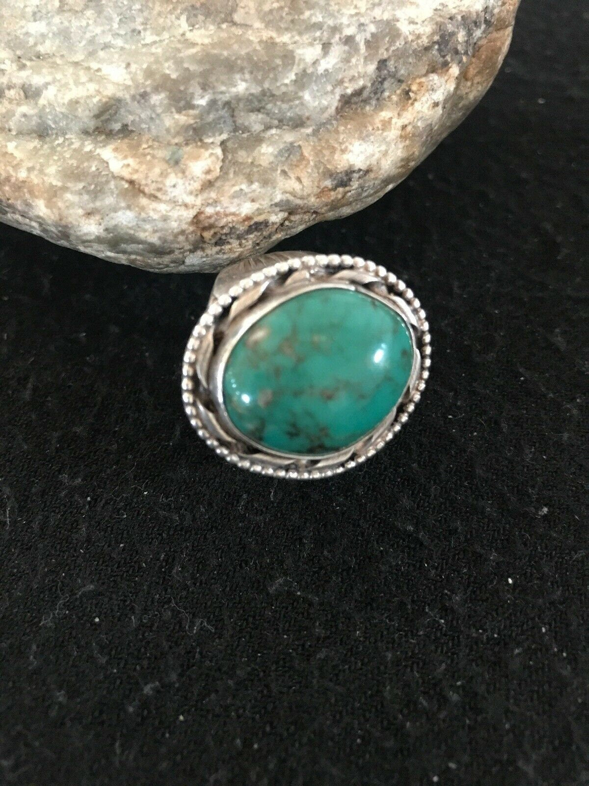 Vintage Navajo Sterling Silver Turquoise Ring | Sz 10.5 | Old Pawn | Blue | Native American Southwestern | 8641