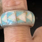 Navajo Blue Turquoise Inlay Ring | Sterling Silver | Sz 11 | Authentic Native American Handmade | 12562