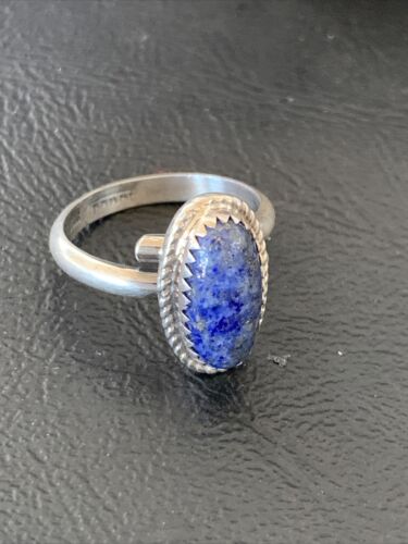 Navajo Lapis Lazuli Adjustable Ring | Sterling Silver | Sz 7 | Authentic Native American Handmade | 12448
