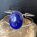 Minimalist Women's Blue Lapis Lazuli Cuff Wire Bracelet | Sterling Silver | 12872