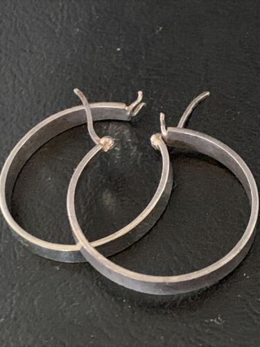 Native American Old Pawn Women's Hoop Stud Earrings | Sterling Silver | 1" | 13010