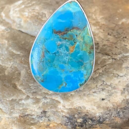 Navajo Blue Kingman Turquoise Ring | Sterling Silver | Sz 8 | Authentic Native American Handmade | 12791