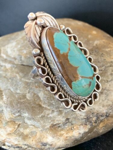 Native American Men's Navajo Blue Turquoise #8 Ring | Sterling Silver | Sz 9 | 00677