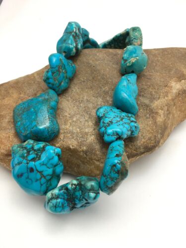 Native American Blue Turquoise Nugget Bead Strand | Free Form | 3152 - Masha USA