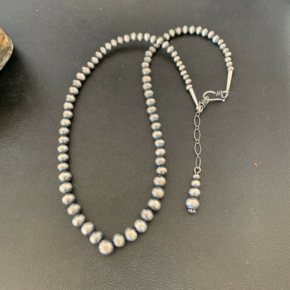 Authentic Native American Navajo Pearls Graduated Necklace | Single Strand | Sterling Silver | 18" | 10884