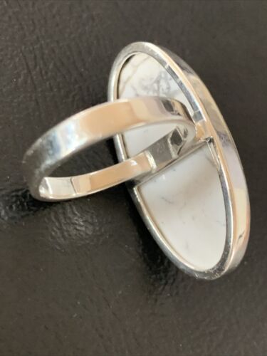 Southwestern Women's Navajo White Howlite Ring | Sterling Silver | Sz 9.5 | 11609