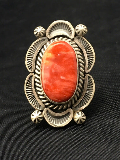 Native American Navajo Spiny Oyster Ring | Sterling Silver | Sz 7 | 4191