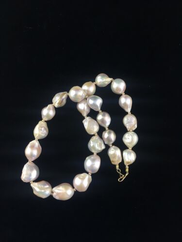 Native American Baroque Pearl Bead Necklace | Sterling Silver | 18" | 10007