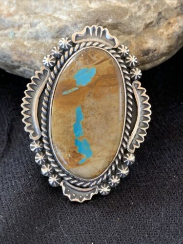 Navajo Blue Boulder Turquoise Ring | Sterling Silver | Sz 7 | Authentic Native American Handmade | 748