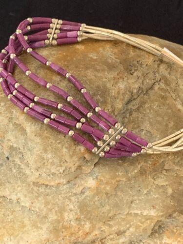 Navajo Purple Sugilite Heishi Bracelet | Sterling Silver | 5-Strand | 7" | Authentic Native American Handmade | 13604