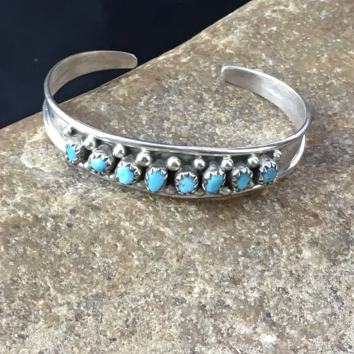 Children's Navajo Blue Turquoise Bracelet | Sterling Silver | Authentic Native American Handmade | 10183