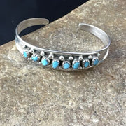 Children's Navajo Blue Turquoise Bracelet | Sterling Silver | Authentic Native American Handmade | 10183