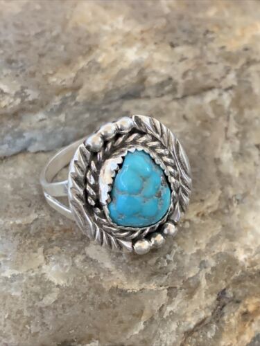 Navajo Blue Kingman Turquoise Ring | Sterling Silver | Sz 6 | Authentic Native American Handmade | 12456