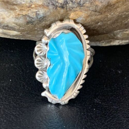 Navajo Blue Kingman Turquoise Ring | Sterling Silver | Sz 10 | Authentic Native American Handmade | 13530