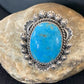 Navajo Blue Kingman Turquoise Ring | Sterling Silver | Sz 9.5 | Authentic Native American Handmade | 01644
