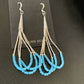 Handmade Liquid Silver Heishi Dangle Earrings | Blue Turquoise | Sterling Silver | 2" | 13049