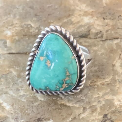 Navajo Green Sonoran Gold Turquoise Ring | Sterling Silver | Sz 6 | 10365