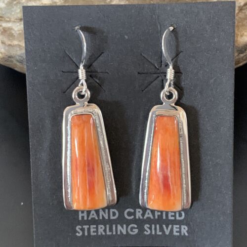 Navajo Pearls Sterling Silver Necklace | Orange Spiny Oyster Pendant | Authentic Native American Handmade | 11386