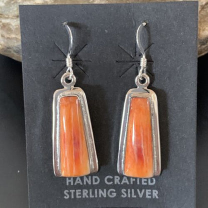 Navajo Pearls Sterling Silver Necklace | Orange Spiny Oyster Pendant | Authentic Native American Handmade | 11386