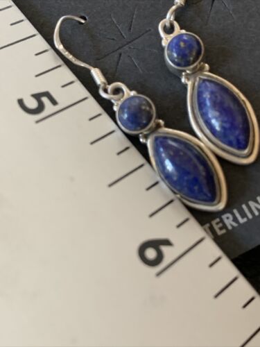 Navajo Lapis Lazuli Multi-Stone Dangle Drop Earrings | Sterling Silver | 0.9" | 12709