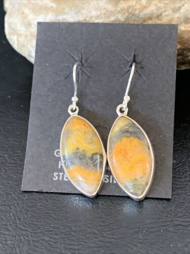 Native American Women's Navajo Bumblebee Jasper Earrings Set | Sterling Silver | 1565