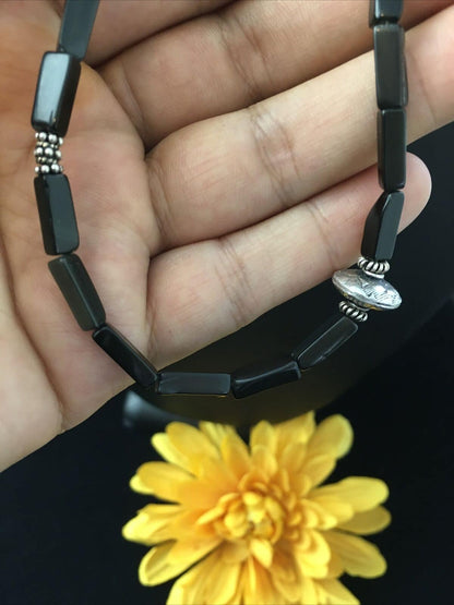 Native American Navajo Black Onyx Bead Necklace | 18" | Authentic Handmade | 10003 - Masha USA