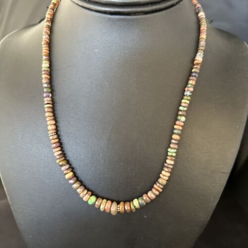 Native American Green Opal Necklace | Sterling Silver | Navajo | 18" | 14537