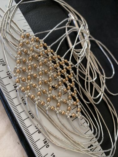 Gold-Filled Liquid Silver Heishi Necklace | 7-Strand Sterling Silver Tube | 18" | 12633