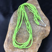Native American Green Gaspeite Tube Heishi Necklace | 5 Strand | Sterling Silver | 19" | 10258