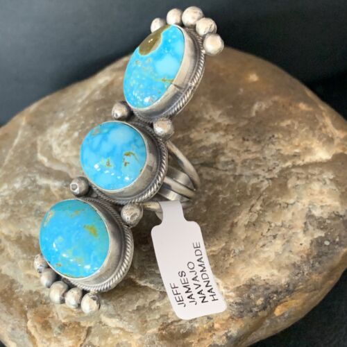 Navajo Blue Kingman Turquoise Multi-Stone Ring | Authentic Native American Sterling Silver | Sz 5.5 | 14063