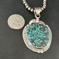 Men's Blue Spiderweb Turquoise Necklace Pendant | Navajo Sterling Silver | Authentic Native American Handmade | 14258