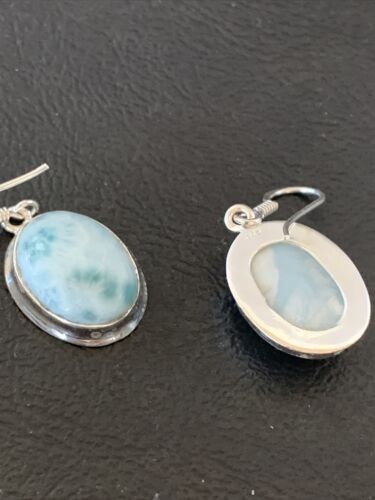 Navajo Blue Larimar Dangle Earrings | Sterling Silver Beads | Authentic Native American Handmade | 1615