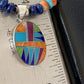 Navajo Multi-Color Spiny Turquoise Inlay Pendant | Sterling Silver | Authentic Native American Handmade | 10658