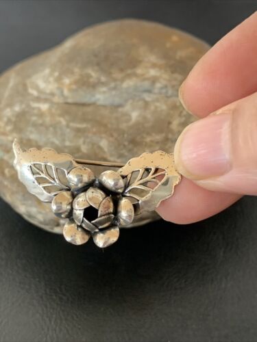 Vintage Navajo Sterling Silver Flower Leaf Pin Brooch | 1.65" | Authentic Native American Handmade | 1460