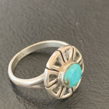 Native American Women's Navajo Blue Turquoise Inlay Ring | Sz 5 | Authentic Handmade | 11172 - Masha USA