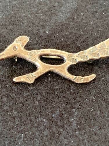 Native Road Runner Navajo Sterling Silver Stamped Old Pawn Pin Brooch | Authentic Native American Handmade | 4104