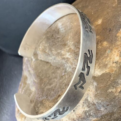 Navajo Kokopelli Stamped Cuff Bracelet | Sterling Silver | Authentic Native American Handmade | 12826